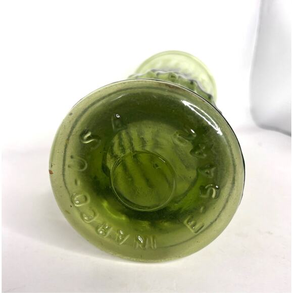 Vintage MCM Inarco E-5442 Avocado Green Vase Spiral Ribbed Made in USA 9.5" - Picture 6 of 10